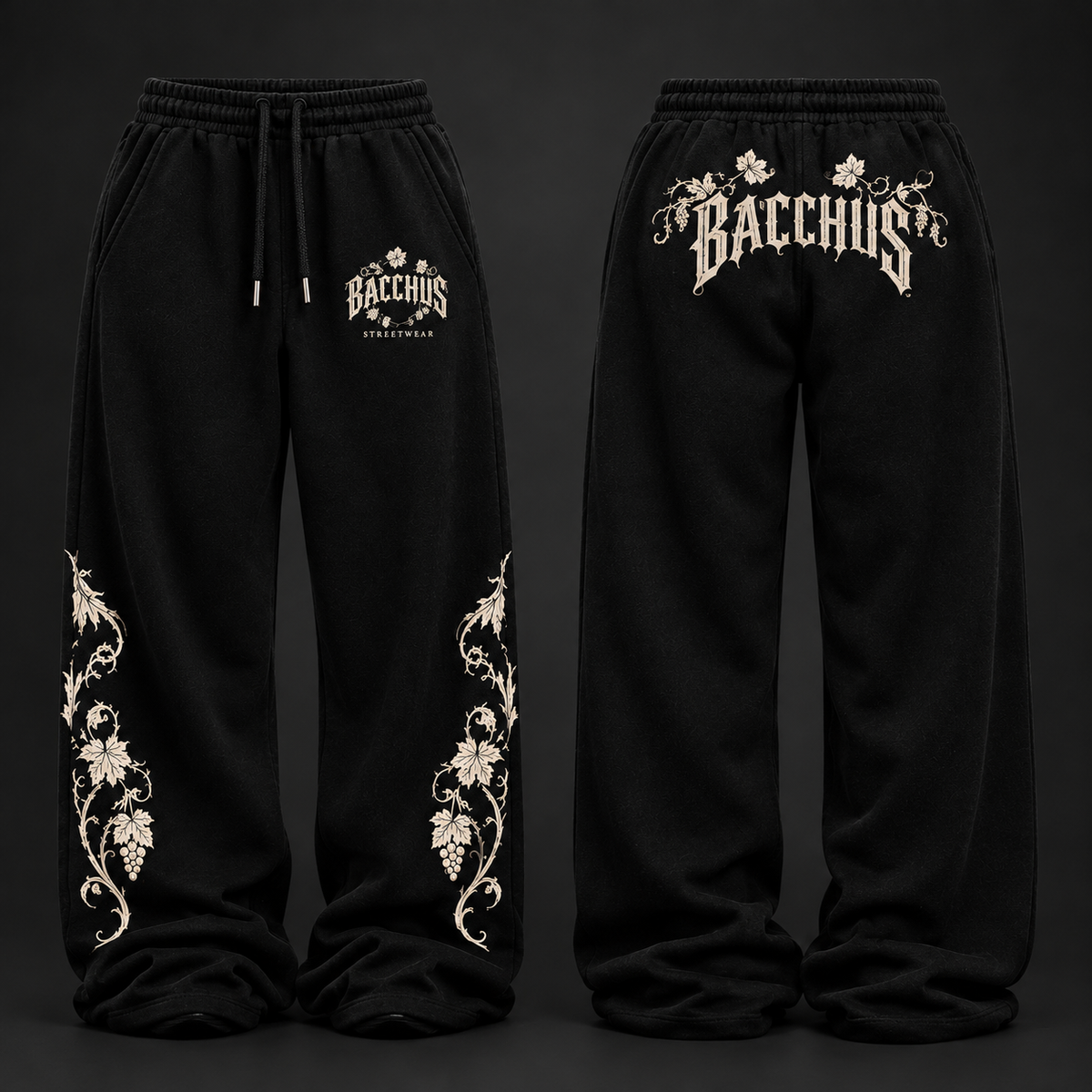 Bacchus streetwear signature graphic Sweatpants - Black