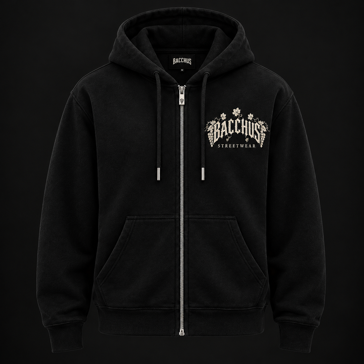 BACCHUS STREETWEAR Premium Heavyweight Zip-Up Hoodie - Black
