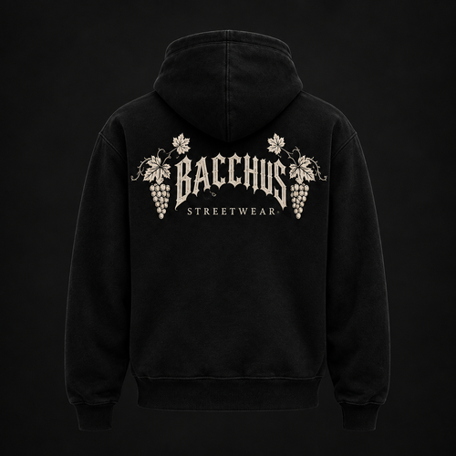 BACCHUS STREETWEAR Premium Heavyweight Zip-Up Hoodie - Black