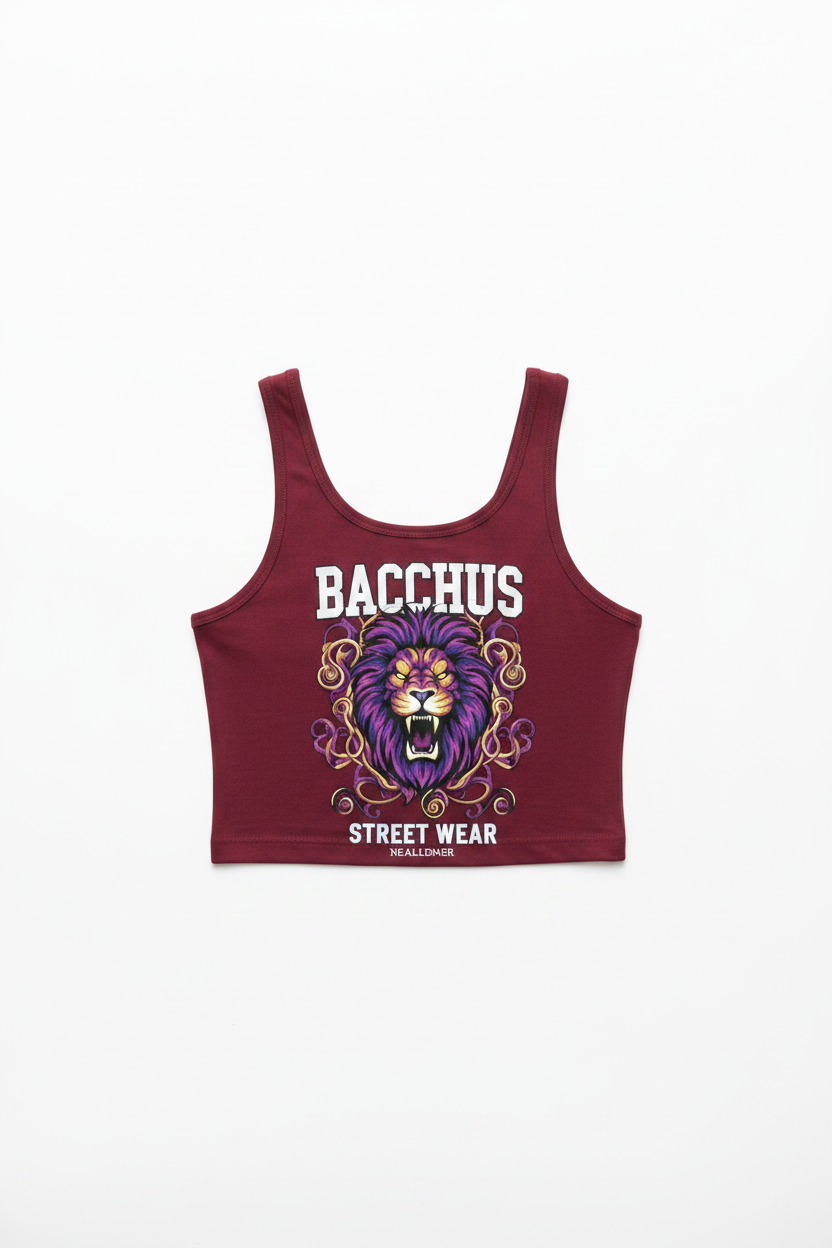 Bacchus Street Wear Burgundy Crop Tank Top