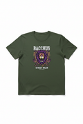 Bacchus Street Wear Army Green T-Shirt with lion logo on chest